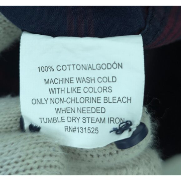 Bowery & Broome Button Shirt Mens Large Navy Blue Red Pocket Short Sleeve Plaid - Picture 6 of 9